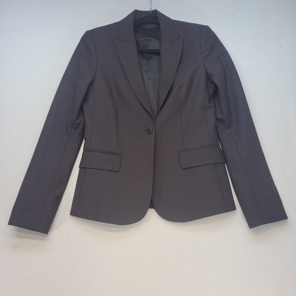 Theory Blazer Women 4 Black Professional Wool Blend Stretch Tailored Jacket
